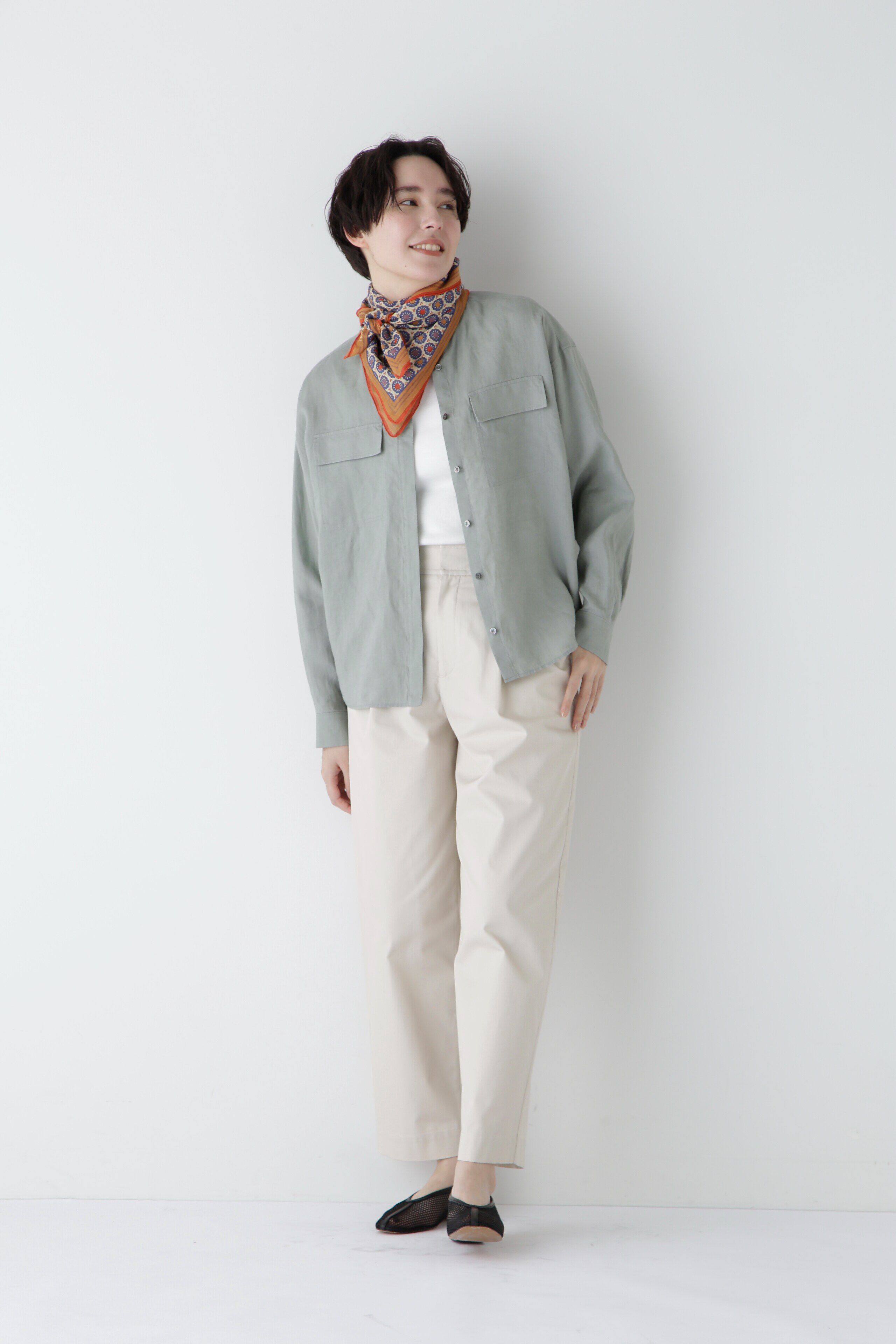  「◆ハードマンリネンバンドカラーシャツブラウス」|シャツ・ブラウス|