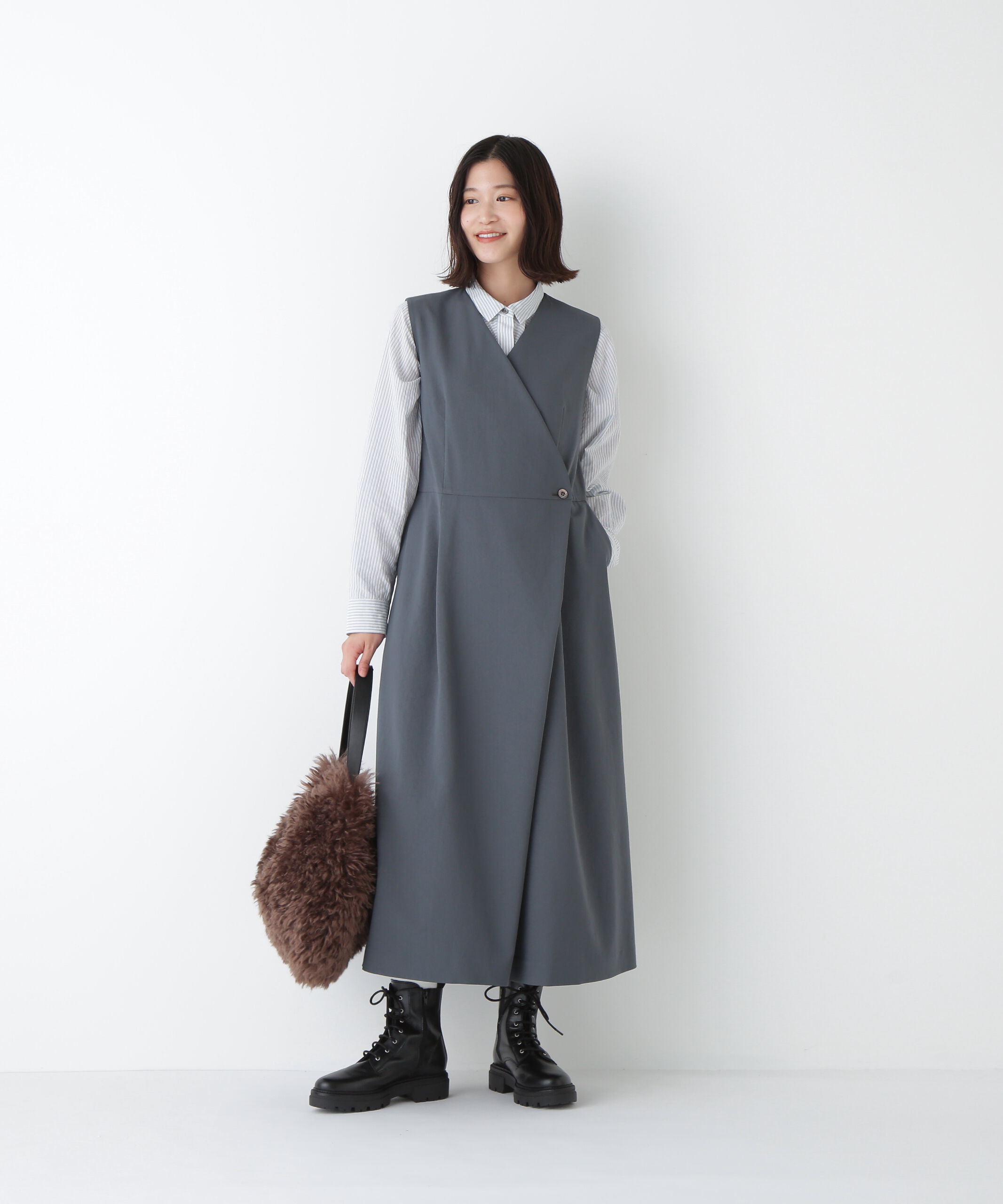  「◆Ｔ／ＴＡツイルラップ風ノースリーブワンピース」|ワンピース|