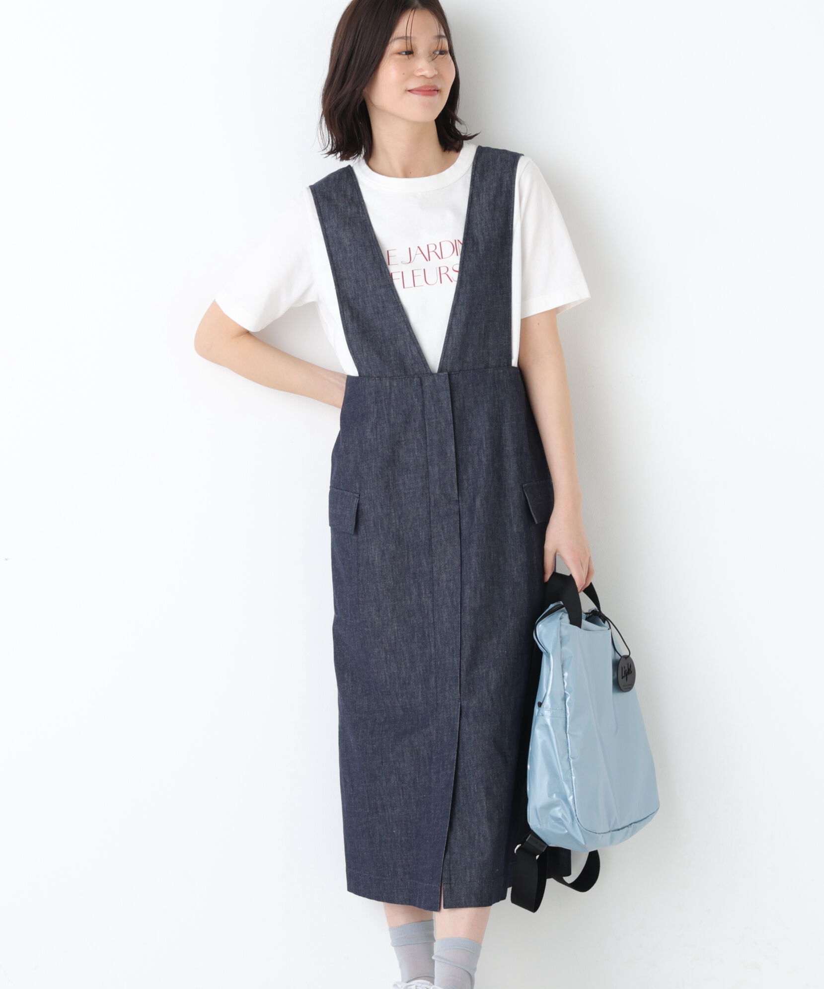  「◆ライトオンスデニムジャンスカ」|ワンピース|ネイビー
