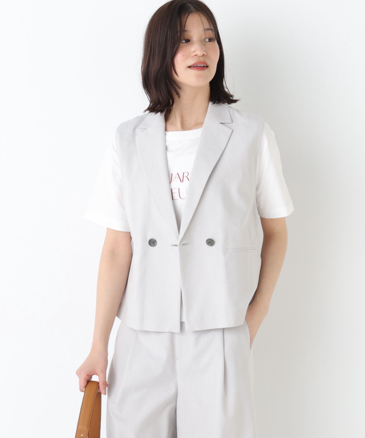  「◆ドライタッチリネン混ショートジレ」|ブルゾン・スタジャン|