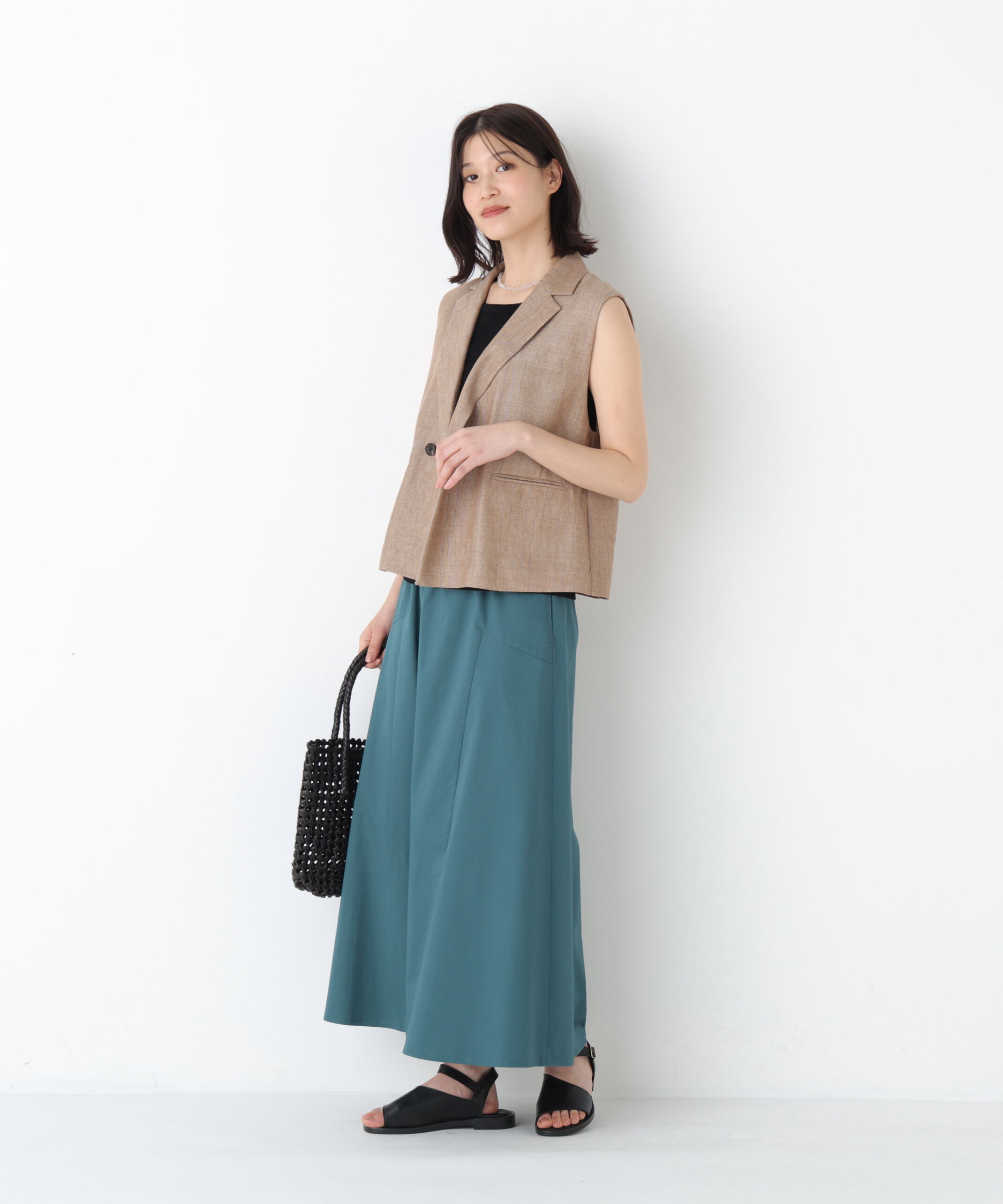  「◆ドライタッチリネン混ショートジレ」|ブルゾン・スタジャン|