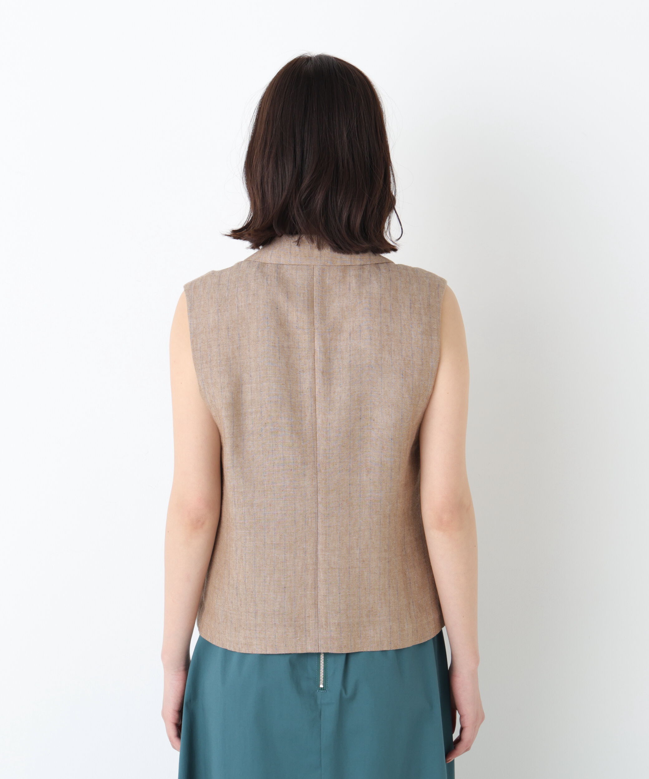  「◆ドライタッチリネン混ショートジレ」|ブルゾン・スタジャン|