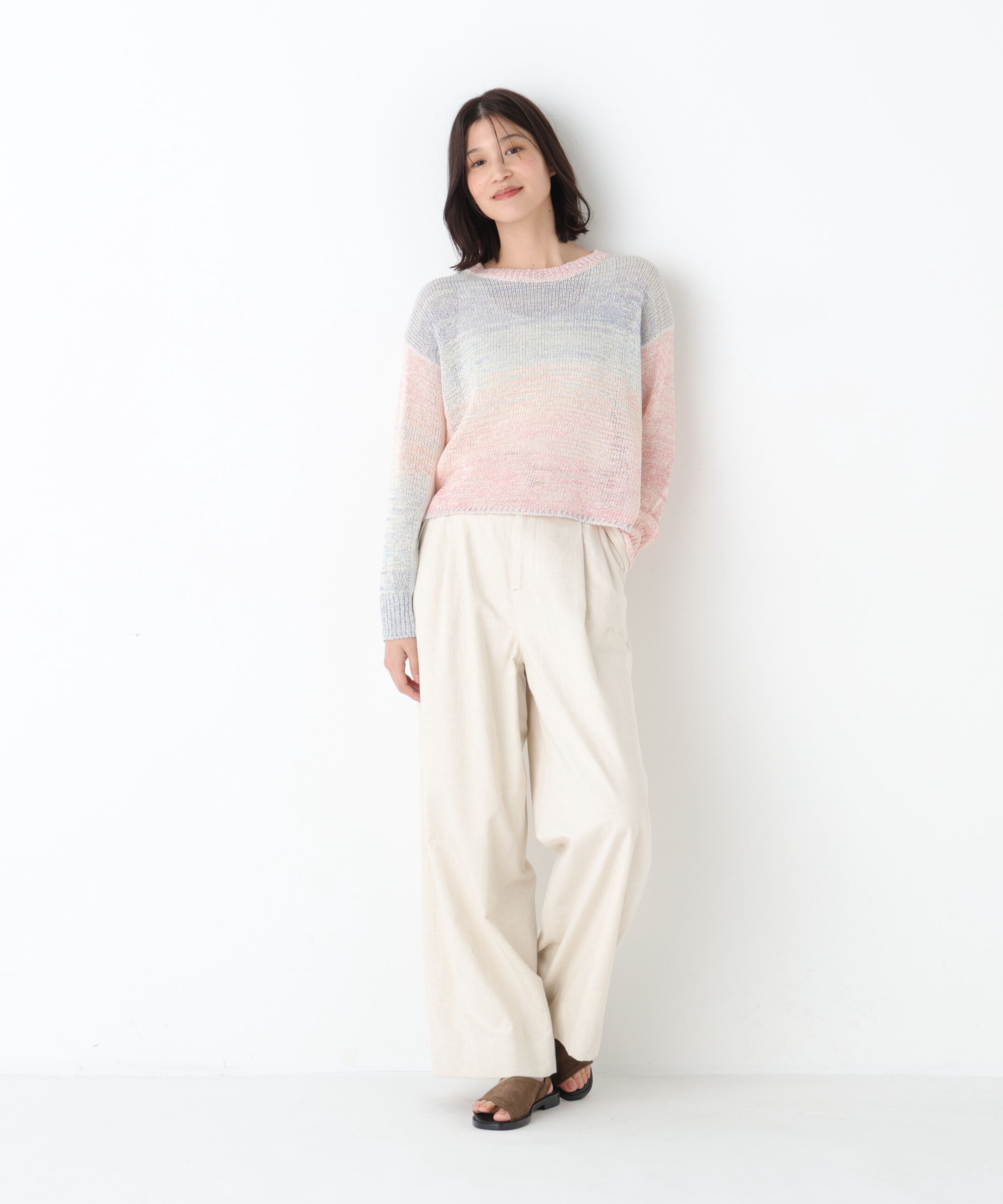  「◆綿ポリカスリヤーンクルーネックプルオーバー」|ニット・セーター|