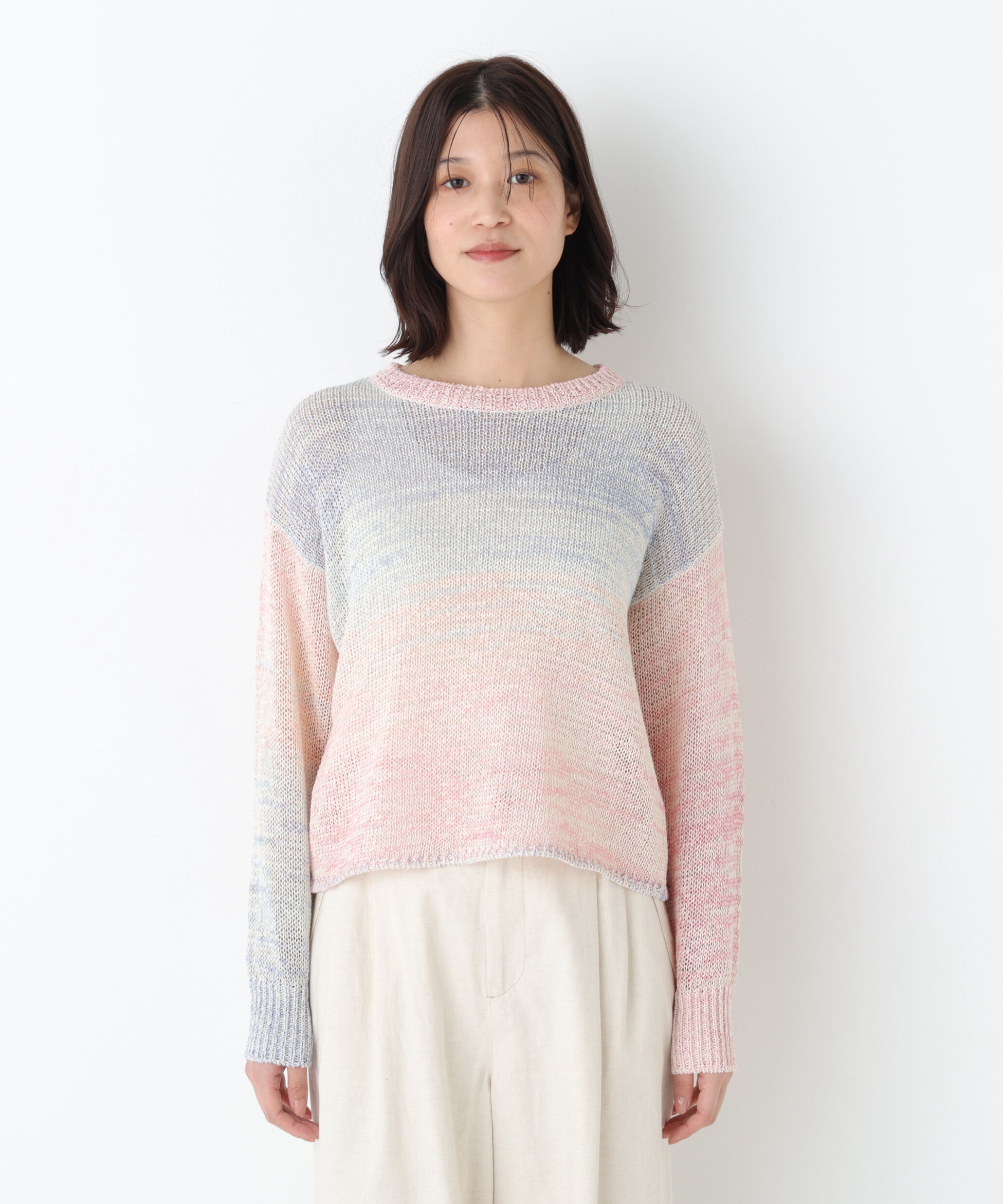  「◆綿ポリカスリヤーンクルーネックプルオーバー」|ニット・セーター|