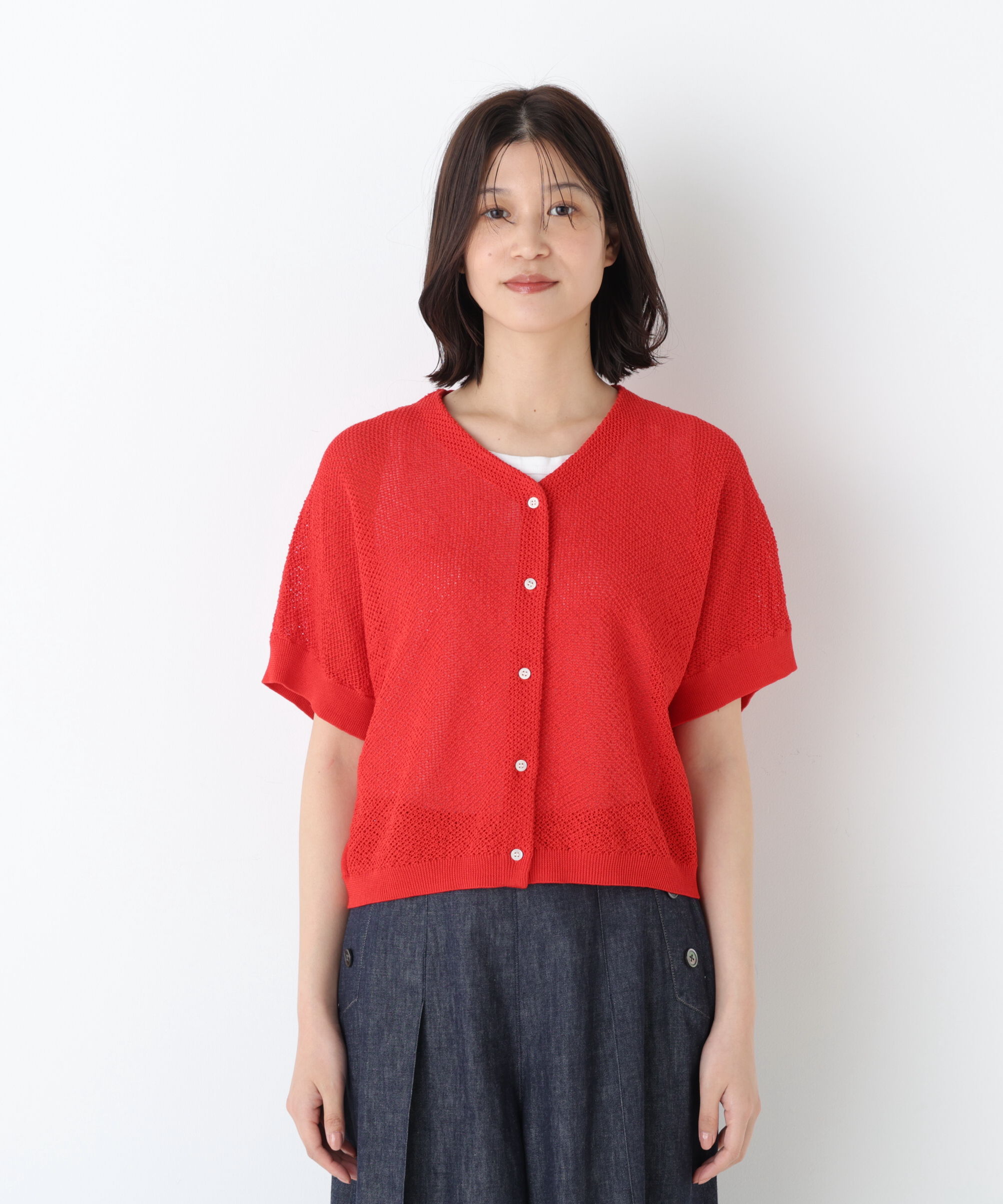  「◆メッシュ柄ニットジレ」|ニット・セーター|