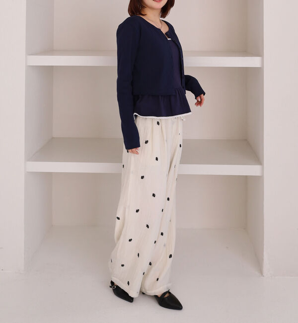 archives「花柄刺繍イージーワイドパンツ」|チノ|