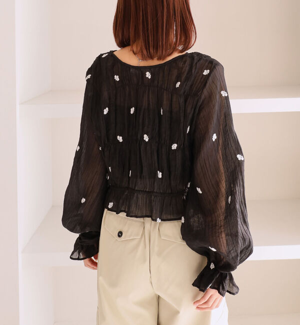 archives「花柄刺繍ギャザーブラウス」|シャツ・ブラウス|
