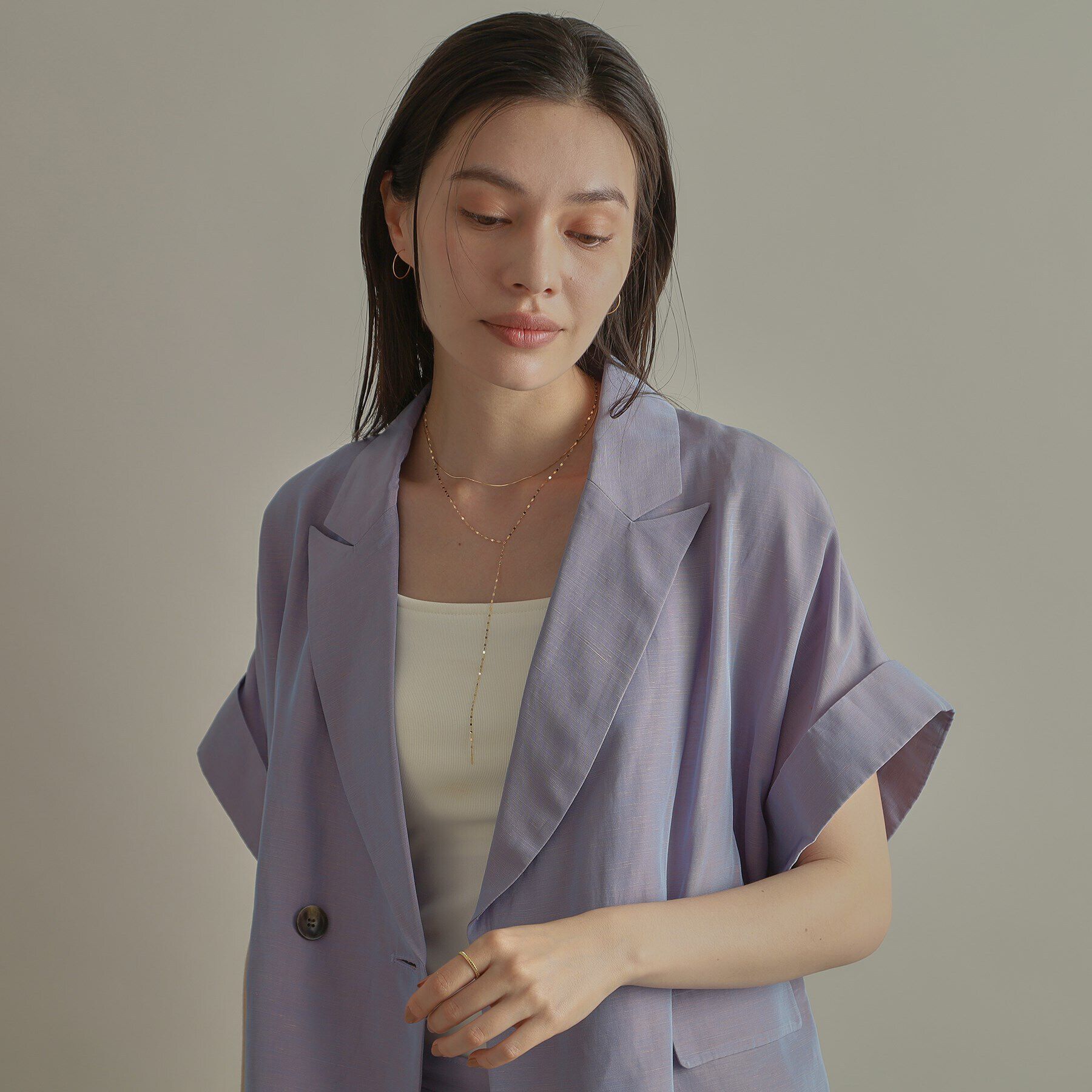 COCOSHNIK「K18オメガチェーン フープピアス小」|ピアス|