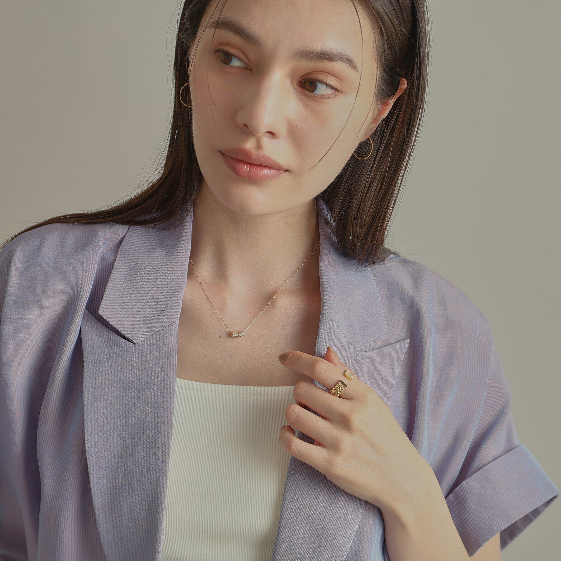 COCOSHNIK「K18オメガチェーン フープピアス小」|ピアス|