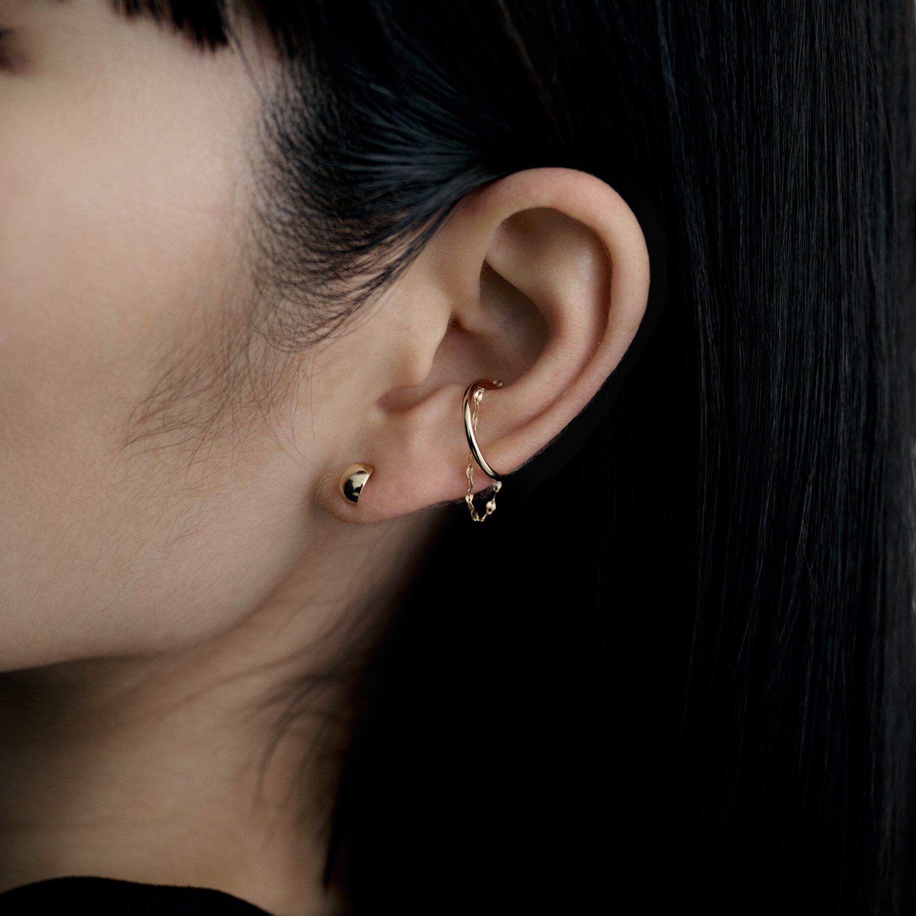 COCOSHNIK ONKITSCH「K10ペタルチェーン ドレープイヤーカフ」|イヤリング|