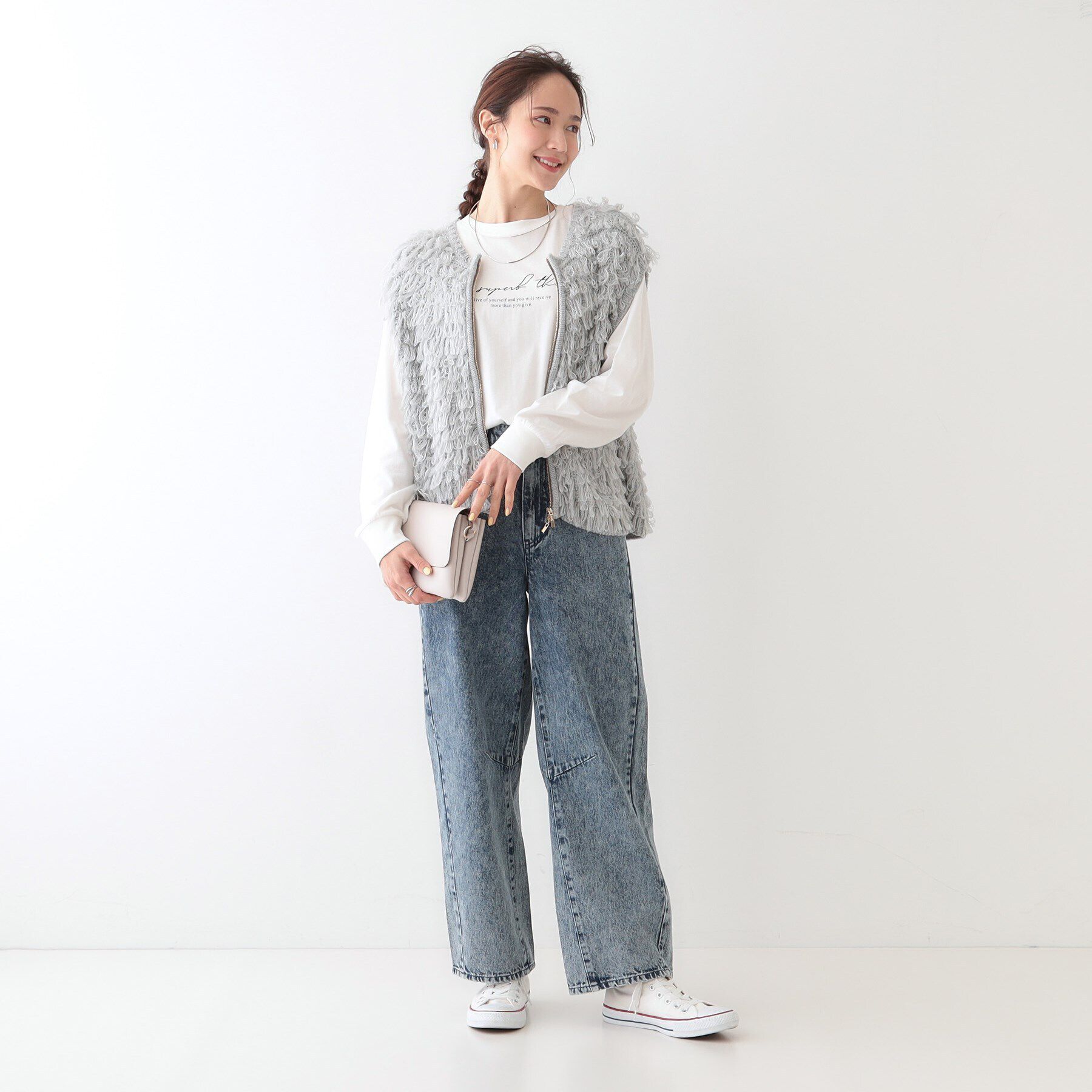 SHOO･LA･RUE「ループヤーンがアクセント ニットZIPベスト」|ベスト・ジレ|