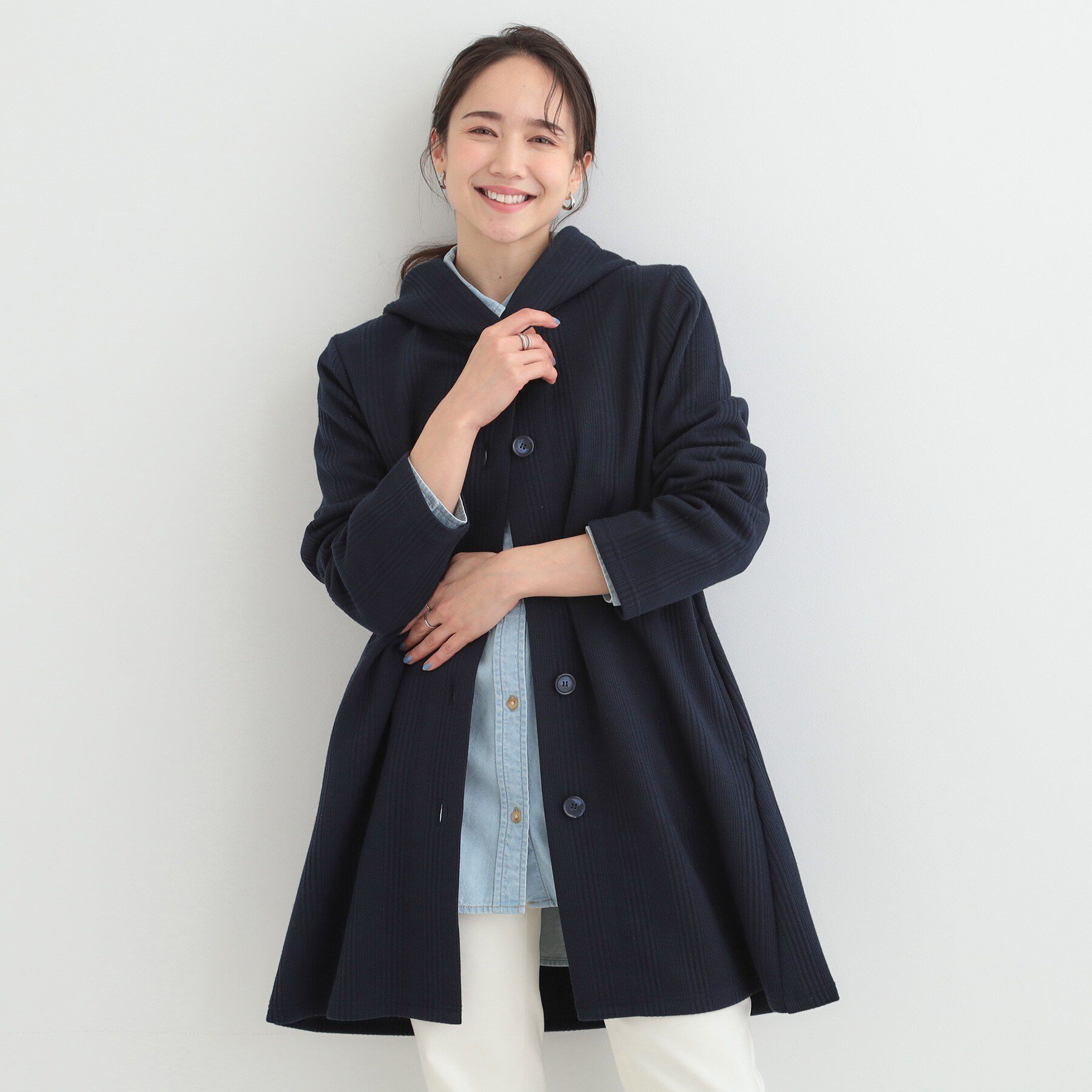 SHOO･LA･RUE「【S-LL】体型をカバーしながらスマートに魅せる。ストライプジャカード コーディガン」|その他|