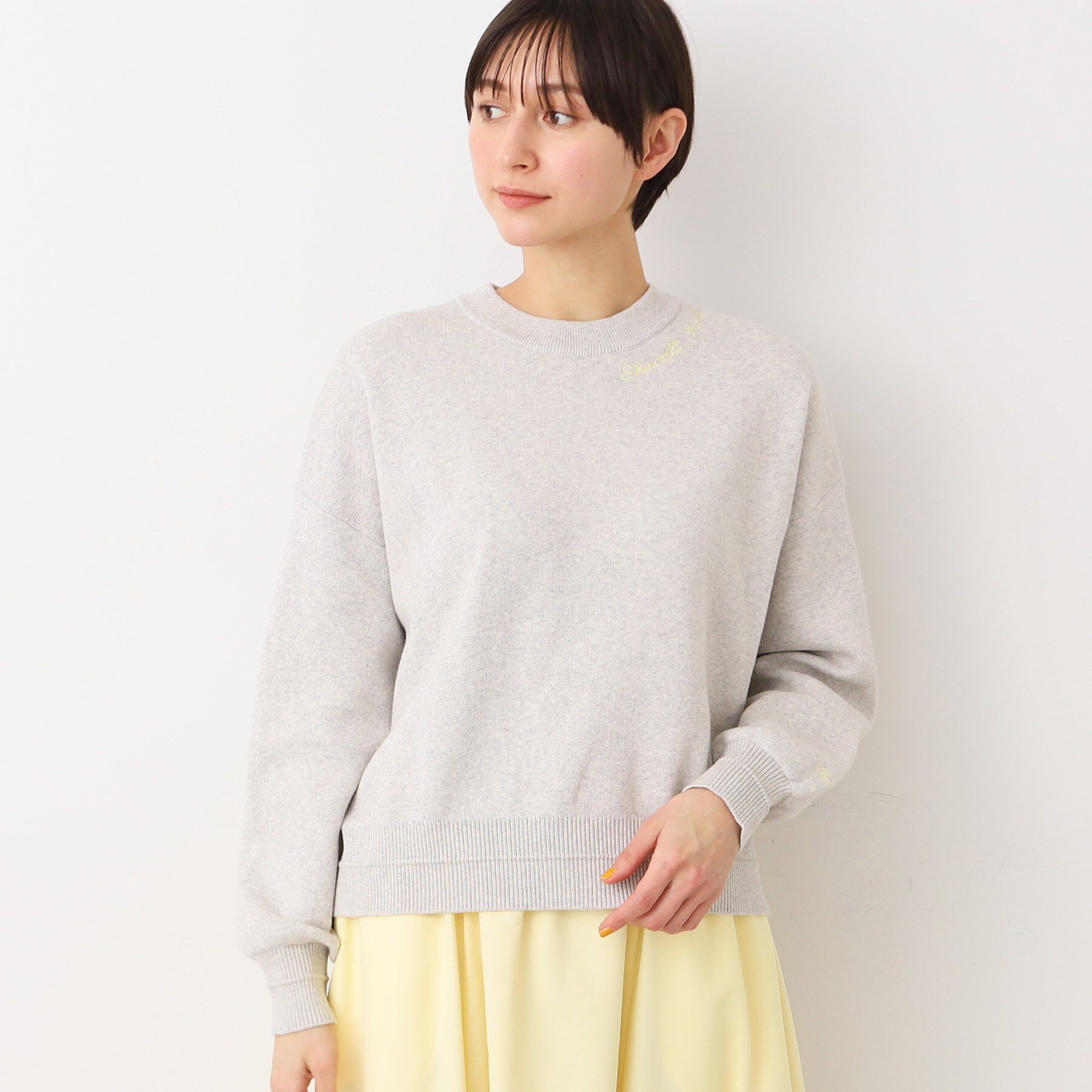 Dessin「【洗える】ロゴ刺繍ジャカードニット（XS～L）」|ニット・セーター|イエロー(031)