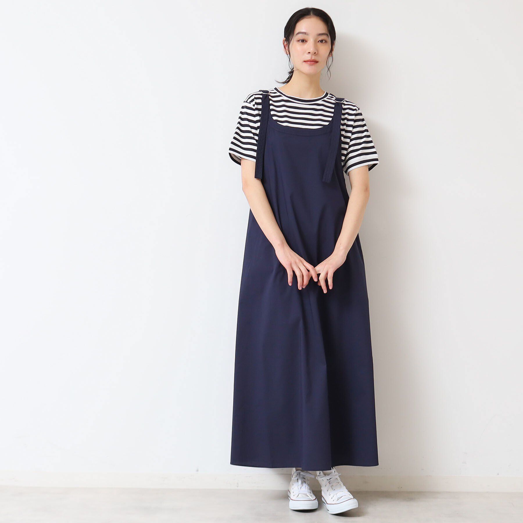 Dessin「【洗える】ベルト付きキャミワンピース」|ワンピース|ネイビー(094)