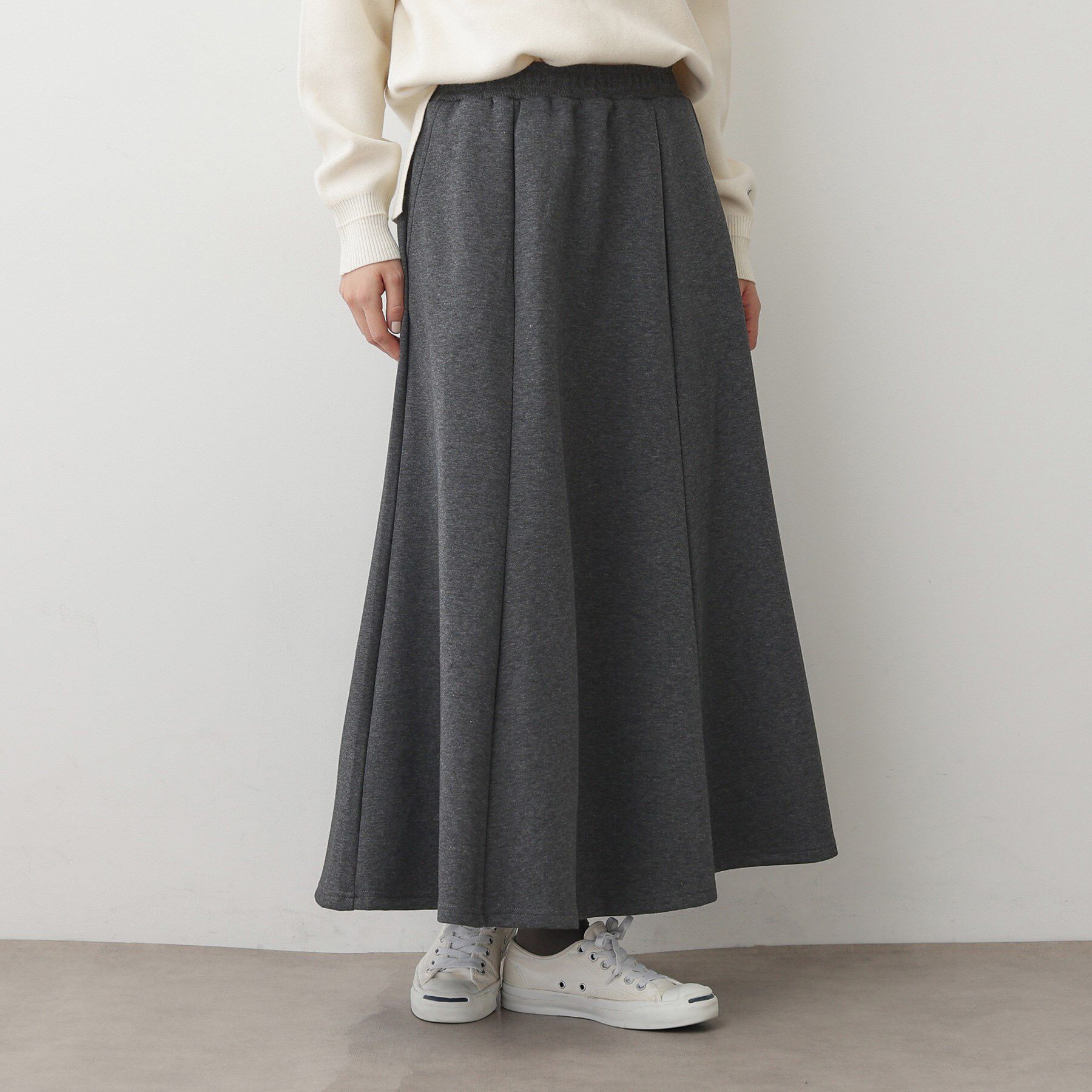 Dessin「【ウエストゴム/洗える】ダンボールコットンフレアスカート」|スカート|チャコールグレー(0
