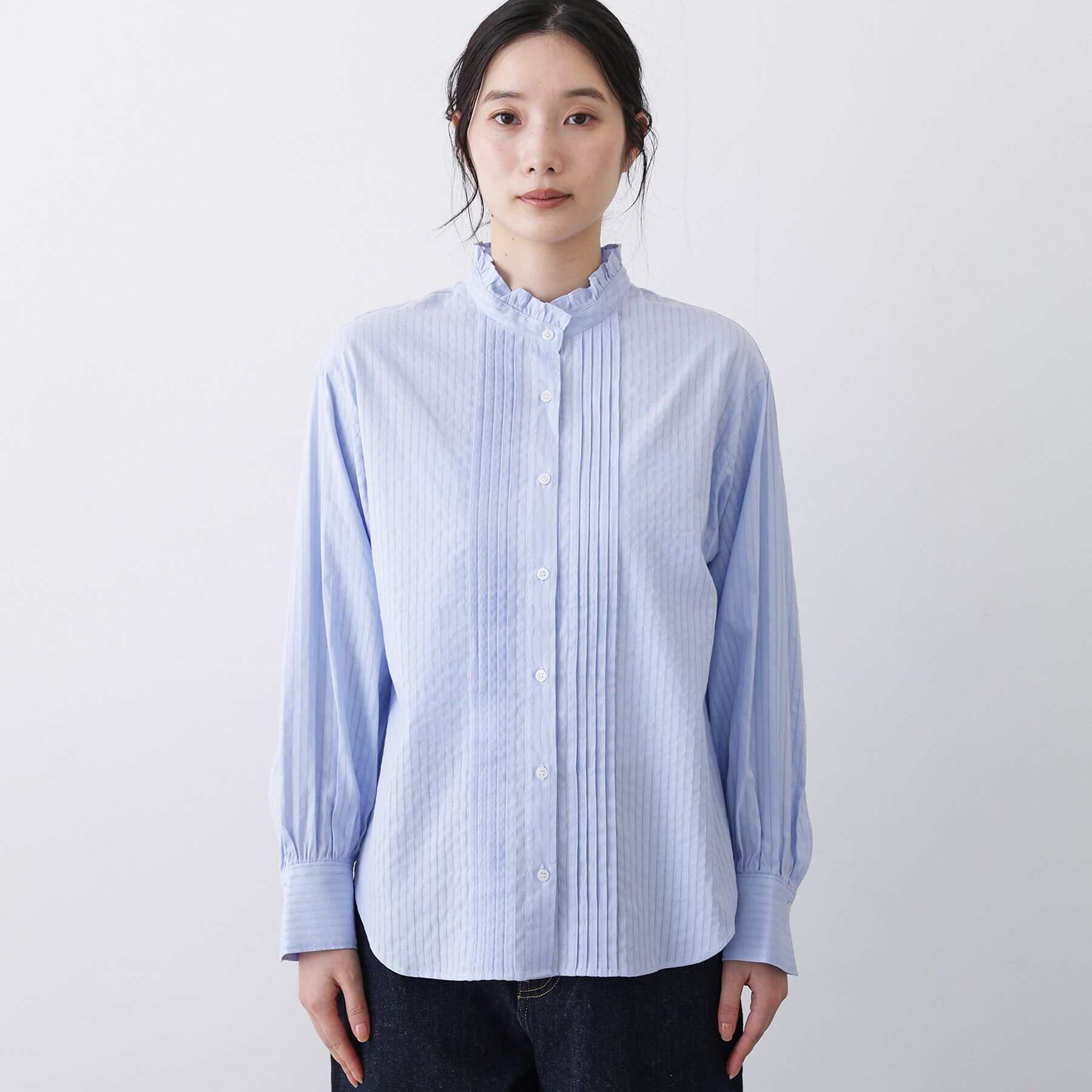 Dessin「【洗える】フリルネックタックブラウス」|シャツ・ブラウス|