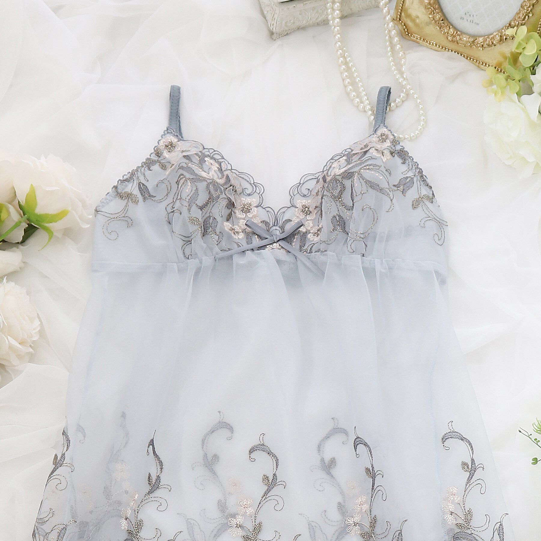 Risa Magli「フロリアーヌ スリップ」|キャミソール|ブルー(092)