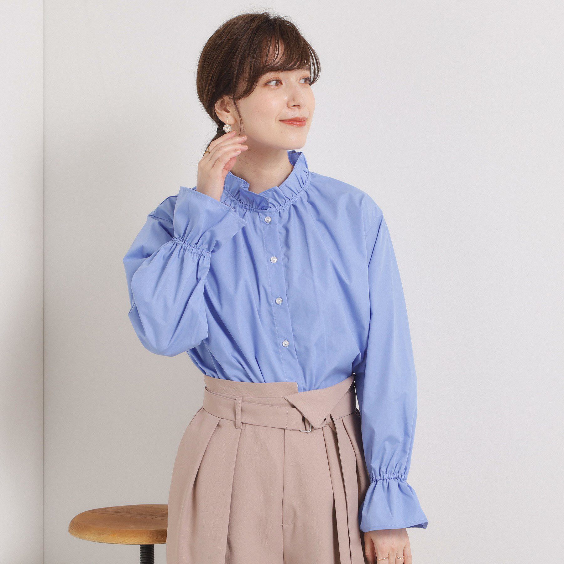 ITS&rsquo;DEMO「【洗濯機OK】スタンドフリルブラウス」|シャツ・ブラウス|