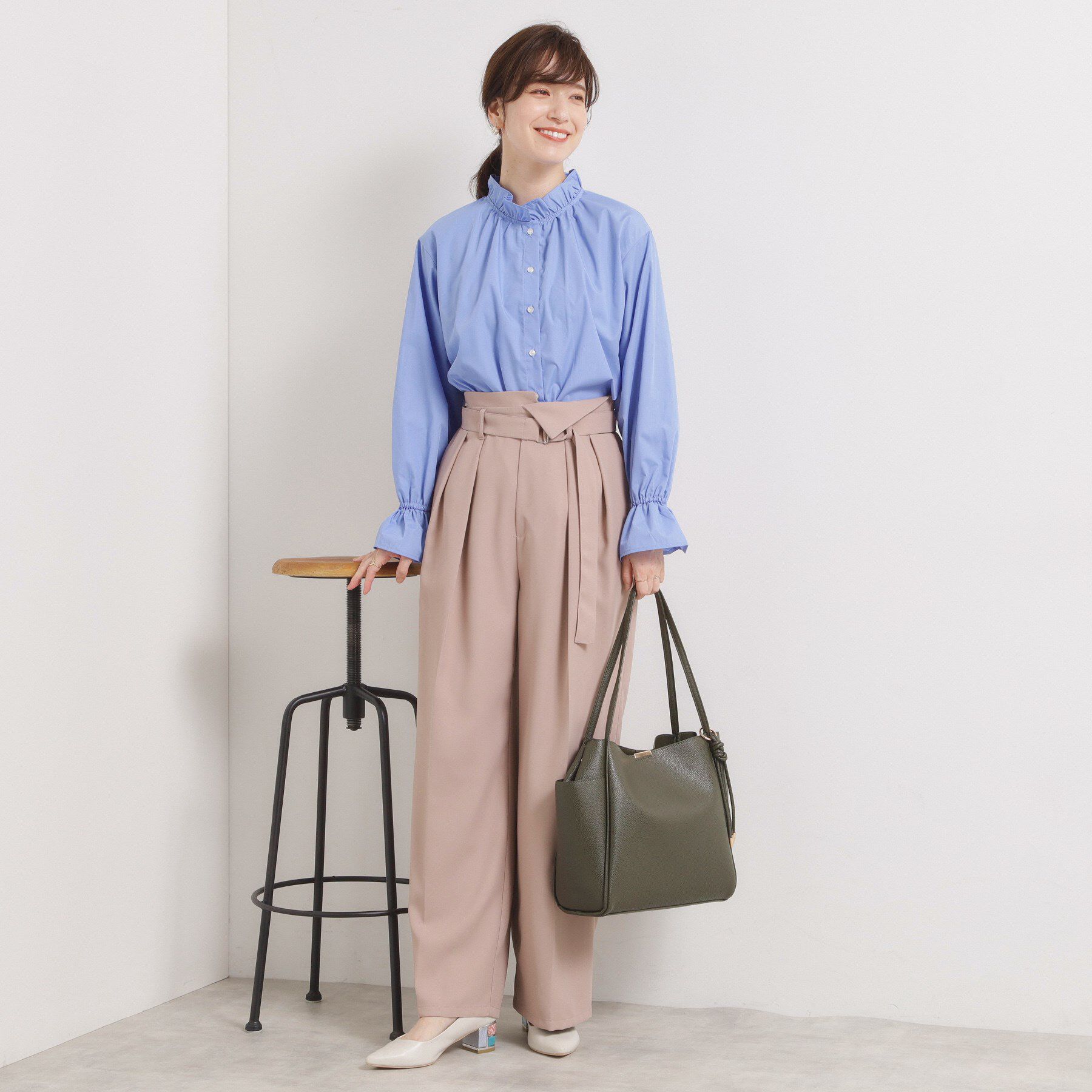 ITS&rsquo;DEMO「【洗濯機OK】スタンドフリルブラウス」|シャツ・ブラウス|