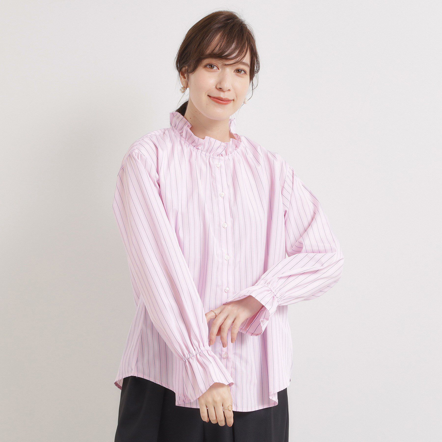 ITS&rsquo;DEMO「【洗濯機OK】スタンドフリルブラウス」|シャツ・ブラウス|