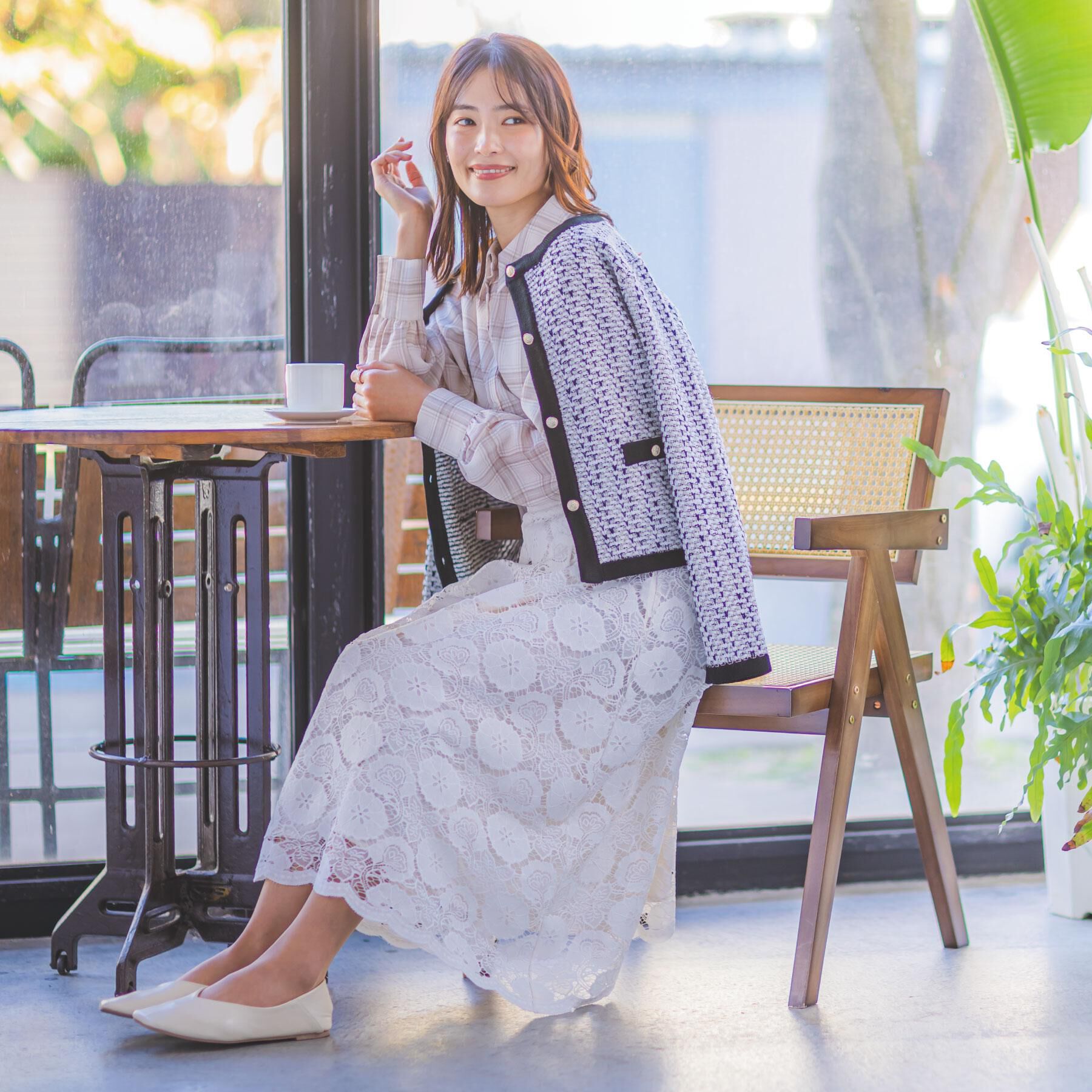 ITS&rsquo;DEMO「【入卒/手洗い可】ラメツイードニットジャケット」|ノーカラージャケット|