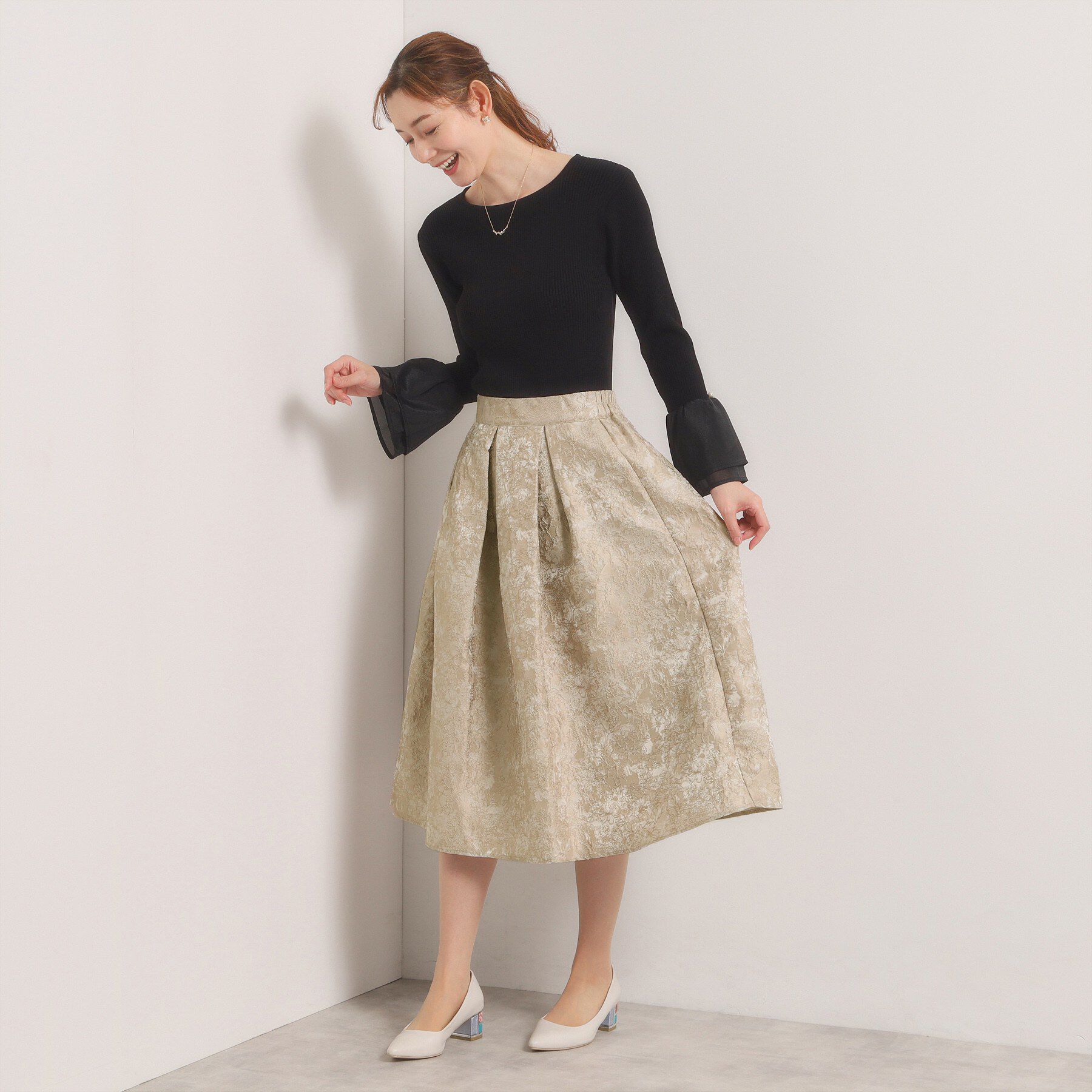 ITS&rsquo;DEMO「【入卒／手洗い可】ジャカードタックスカート」|スカート|