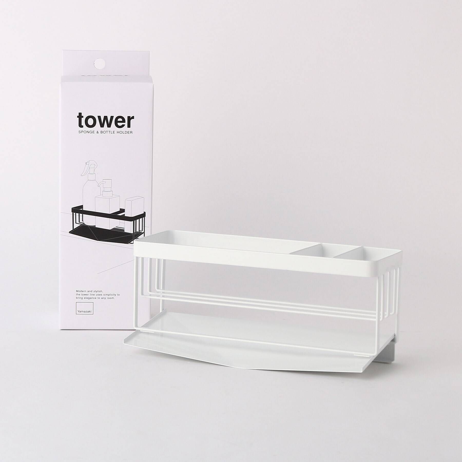 212 KITCHEN STORE「水が流れるスポンジ&ボトルホルダー WH 山崎実業 ＜tower タワー＞」|その他|