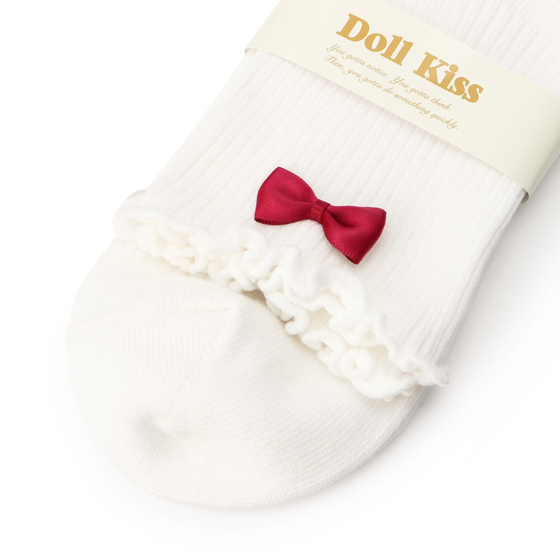 Doll Kiss「リボン付きメローリブクルーソックス　靴下」|ソックス|