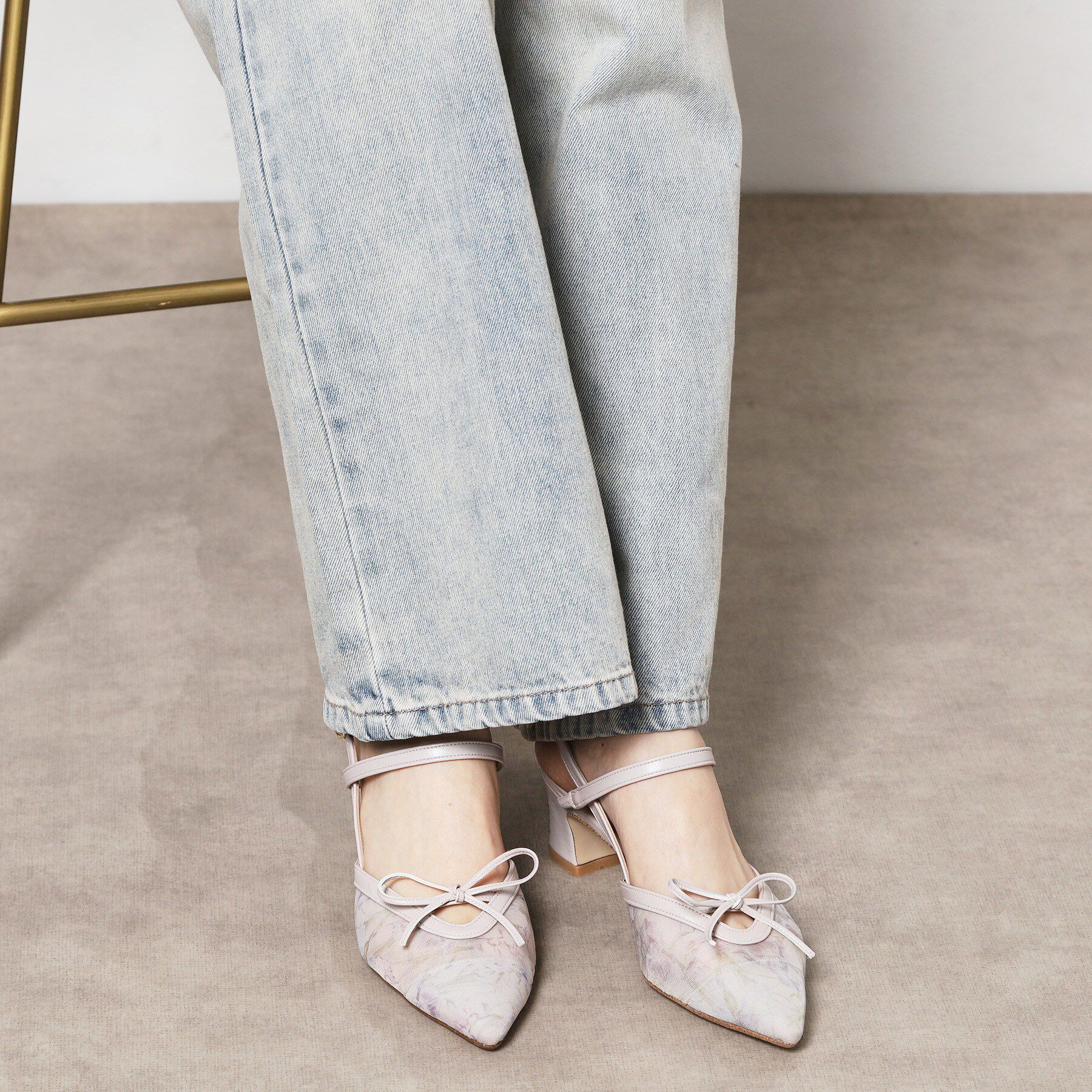 ESPERANZA「【Spring Collection】チュールリボンバックストラップパンプス」|パンプス|