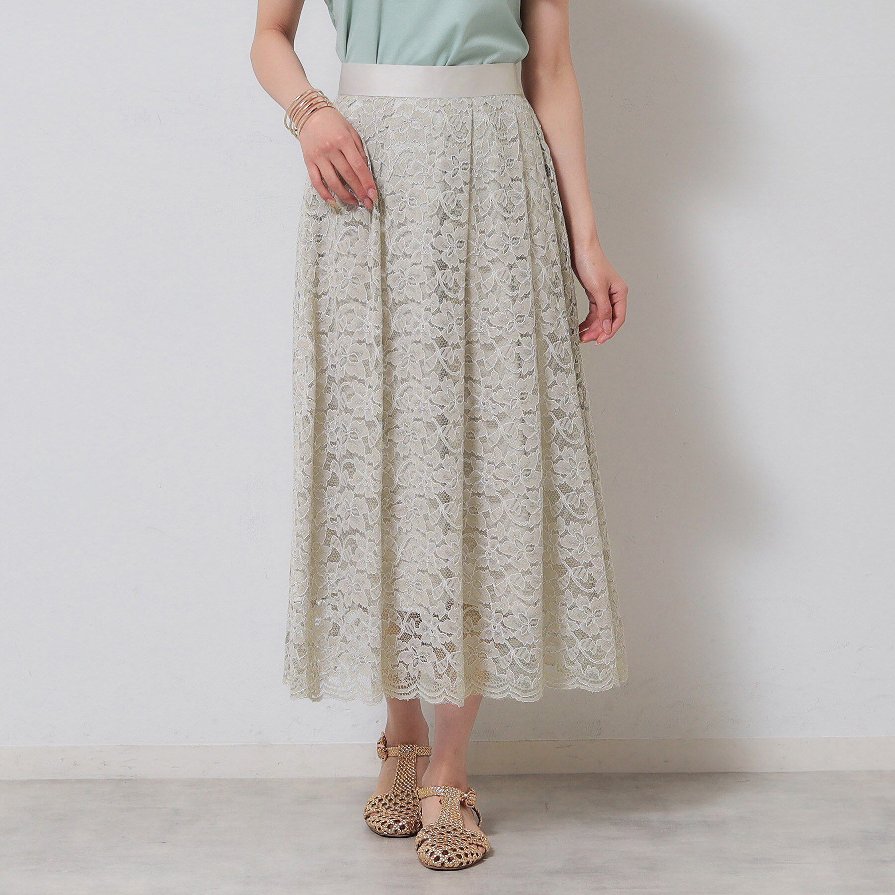 SunaUna「【裾スカラップ／後ろウエストゴム】レーススカート」|スカート|