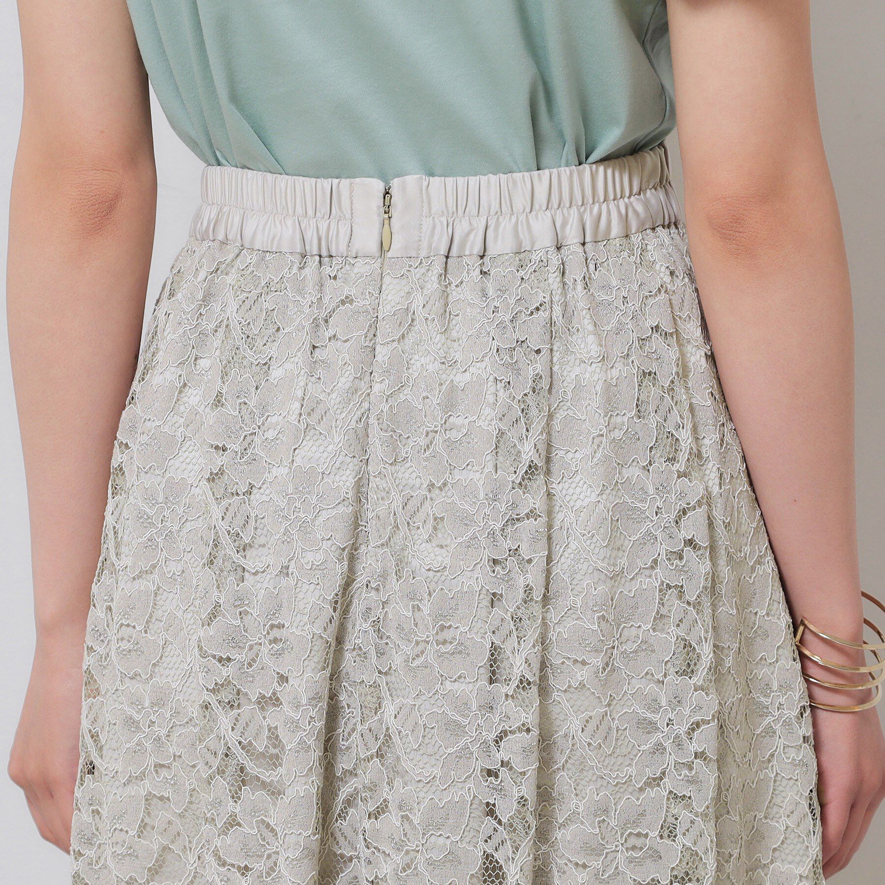 SunaUna「【裾スカラップ／後ろウエストゴム】レーススカート」|スカート|