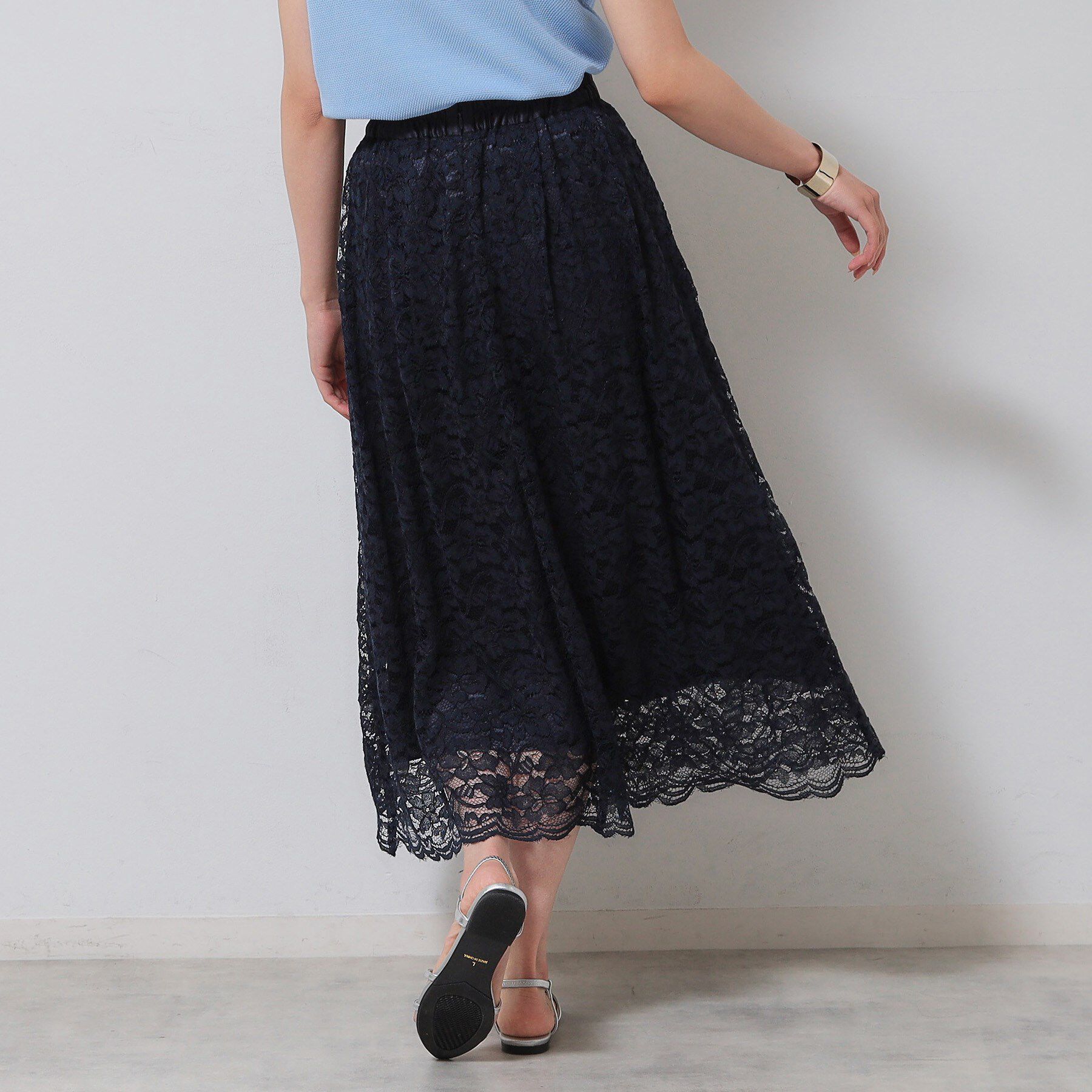 SunaUna「【裾スカラップ／後ろウエストゴム】レーススカート」|スカート|