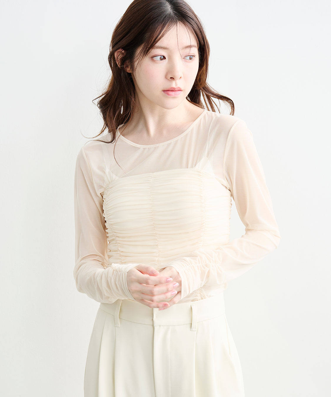 COCO DEAL「ギャザーチュールレイヤードトップス」|シャツ・ブラウス|