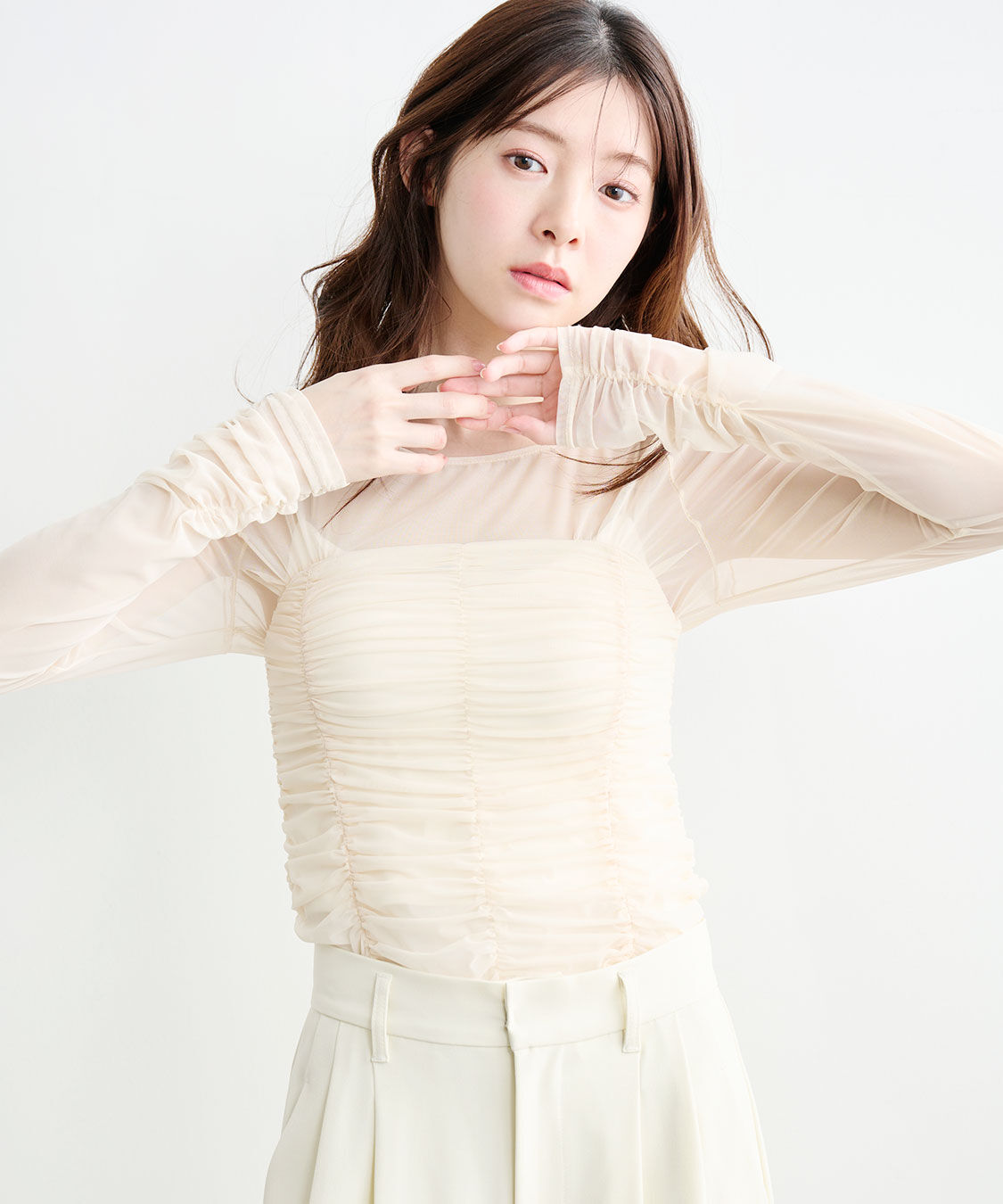 COCO DEAL「ギャザーチュールレイヤードトップス」|シャツ・ブラウス|