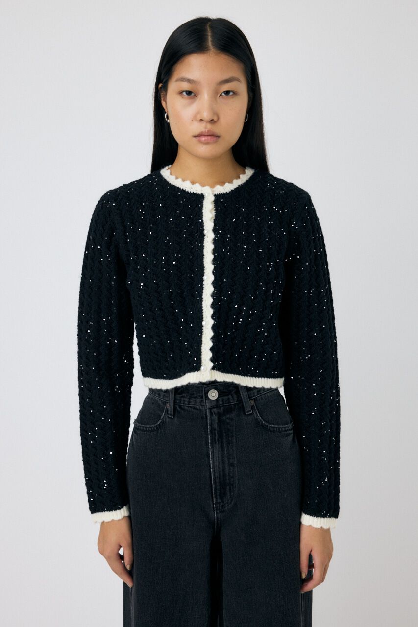 MOUSSY「GLITTER ニットカーディガン」|カーディガン|