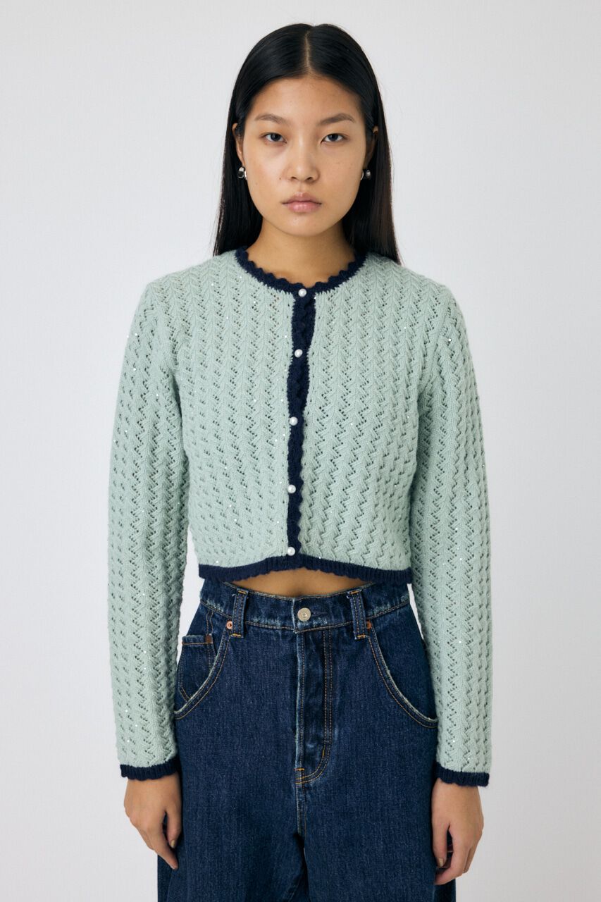 MOUSSY「GLITTER ニットカーディガン」|カーディガン|