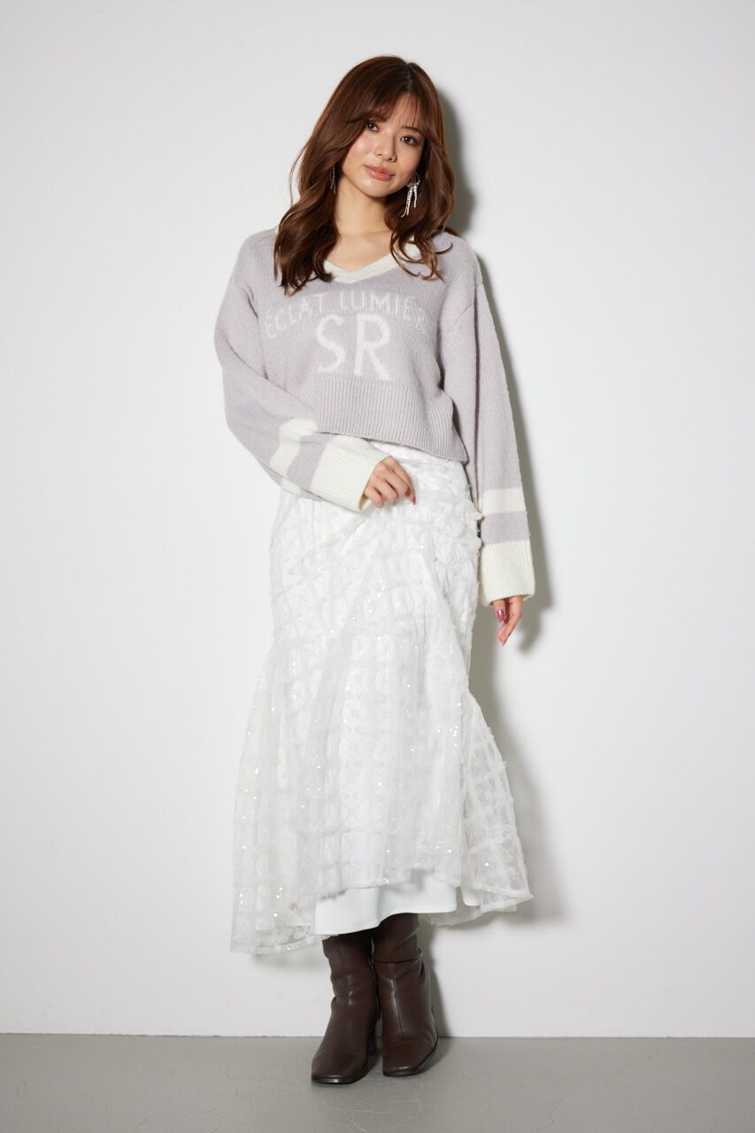 rienda「スパンコールチュールセミマーメイドスカート」|スカート|