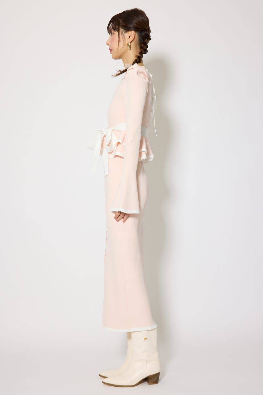 rienda「配色ペプラムタイトニットワンピース」|ワンピース|