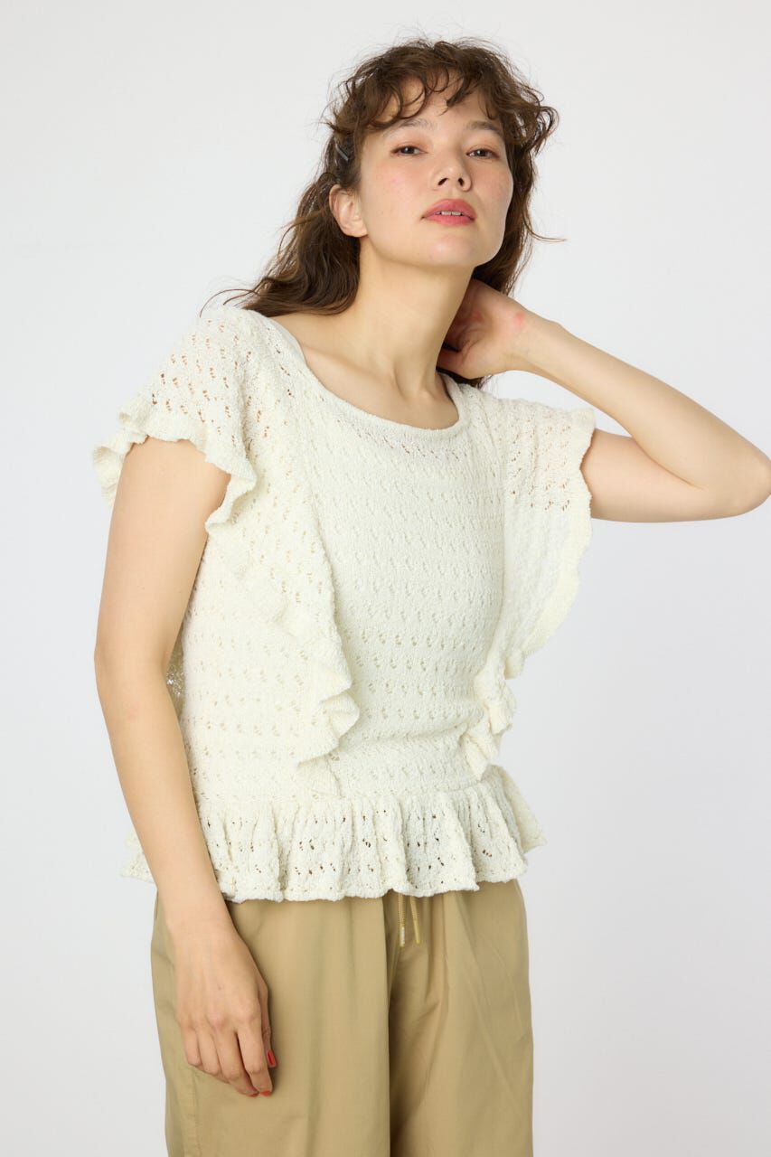 RODEO CROWNS「2WAYフリルクロシェニットトップス」|タンクトップ|