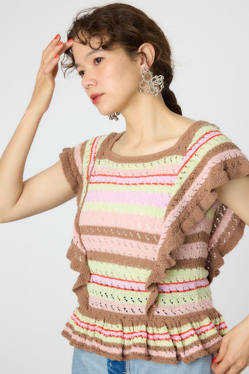 RODEO CROWNS「2WAYフリルクロシェニットトップス」|タンクトップ|