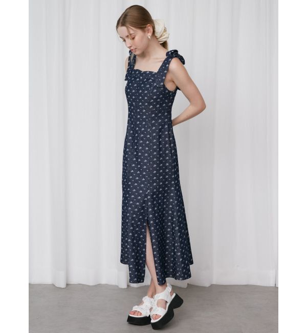 CALNAMUR「DENIM JACQUARD FLOWER OP/デニムジャガードフラワーワンピース」|ワンピース|