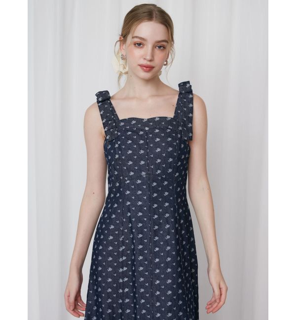 CALNAMUR「DENIM JACQUARD FLOWER OP/デニムジャガードフラワーワンピース」|ワンピース|
