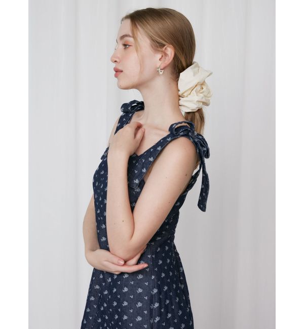 CALNAMUR「DENIM JACQUARD FLOWER OP/デニムジャガードフラワーワンピース」|ワンピース|