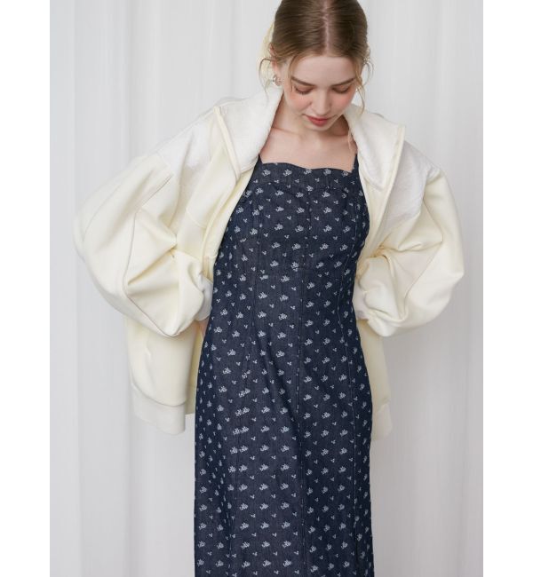 CALNAMUR「DENIM JACQUARD FLOWER OP/デニムジャガードフラワーワンピース」|ワンピース|