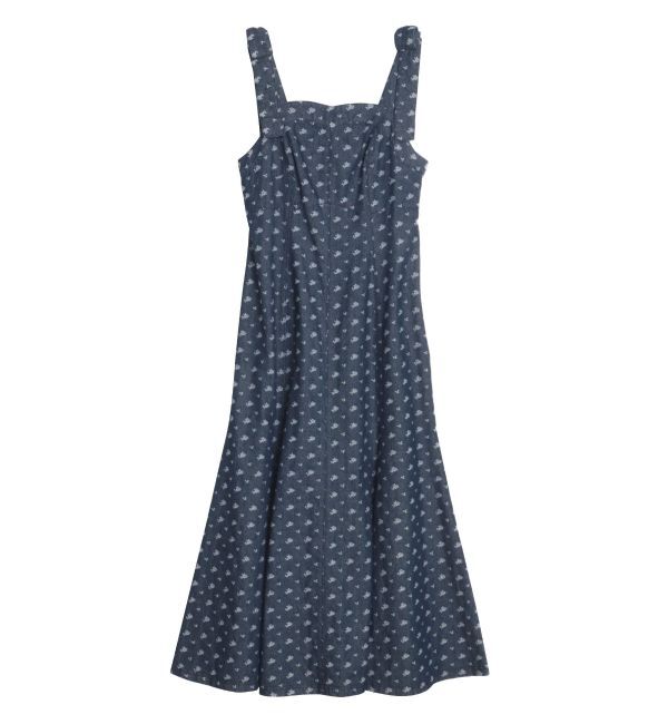 CALNAMUR「DENIM JACQUARD FLOWER OP/デニムジャガードフラワーワンピース」|ワンピース|