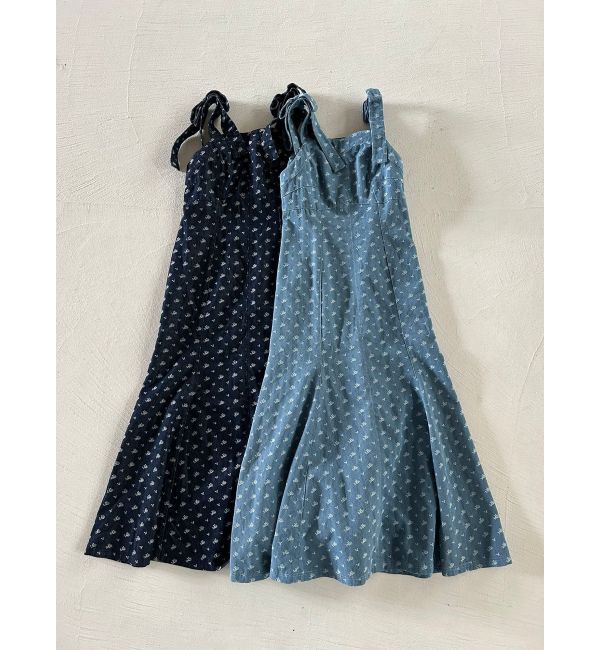 CALNAMUR「DENIM JACQUARD FLOWER OP/デニムジャガードフラワーワンピース」|ワンピース|