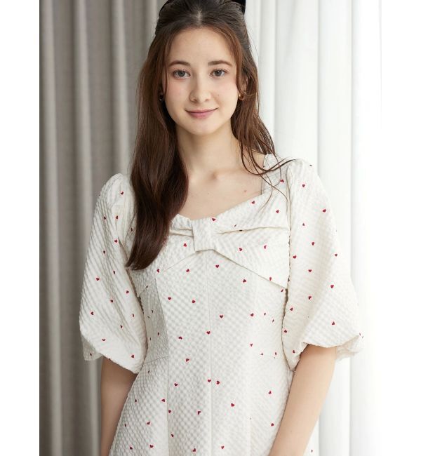 CALNAMUR「ハートプリントリボンワンピース」|ワンピース|