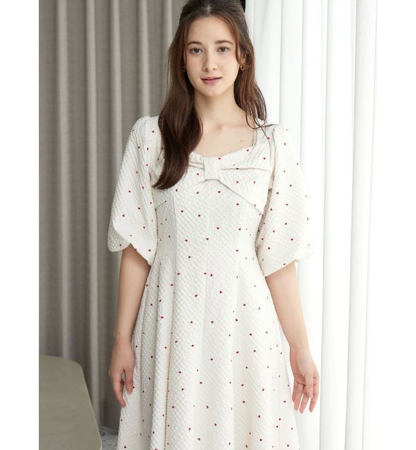 CALNAMUR「ハートプリントリボンワンピース」|ワンピース|