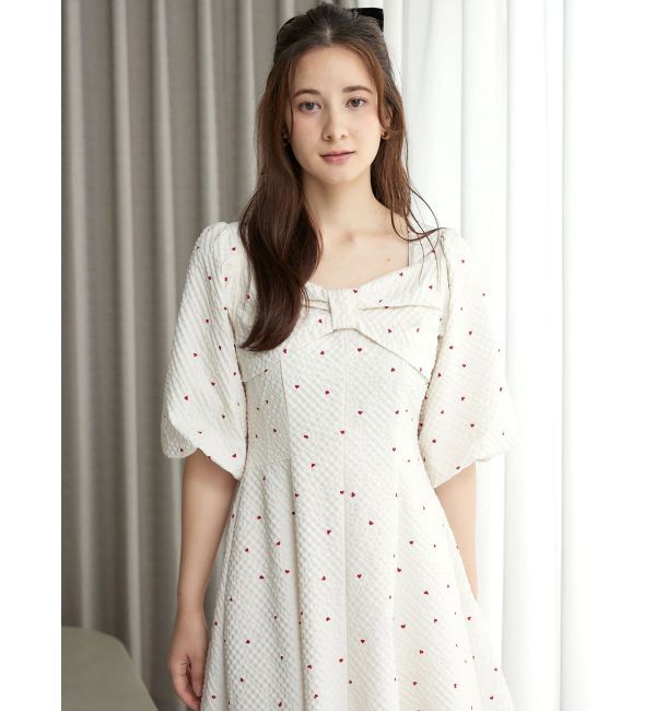 CALNAMUR「ハートプリントリボンワンピース」|ワンピース|