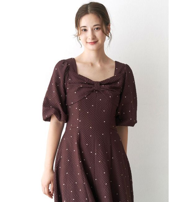 CALNAMUR「ハートプリントリボンワンピース」|ワンピース|